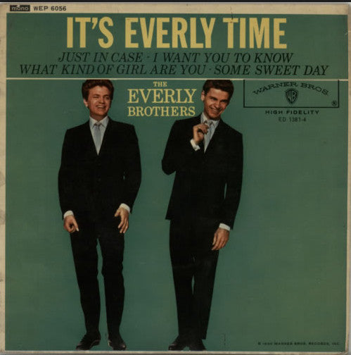 Image of Front Cover of 7" EP - VG+/VG+ - EVERLY BROTHERS, It's Everly Time (Warner Bros. Records ; WEP 6056, UK 1960, Laminated Front Sleeve, Mono), ,  - 1026061E