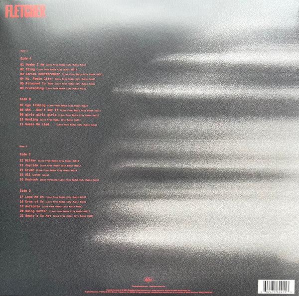 Image of Back Cover of 2xLP - NEW/NEW - FLETCHER, The Antidote: Fletcher Live (Capitol Records; 00602475629153, US 2025, 2 Inners, Yellow Vinyl ), ,  - 1035080E