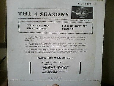 Image of Back Cover of 7" EP - VG+/VG+ - THE 4 SEASONS, Walk Like A Man (Columbia ; ESDF 1475, France 1963, Laminated Flipback Sleeve), Strong VG+ Throughout, Nice Copy,  - 1026059E