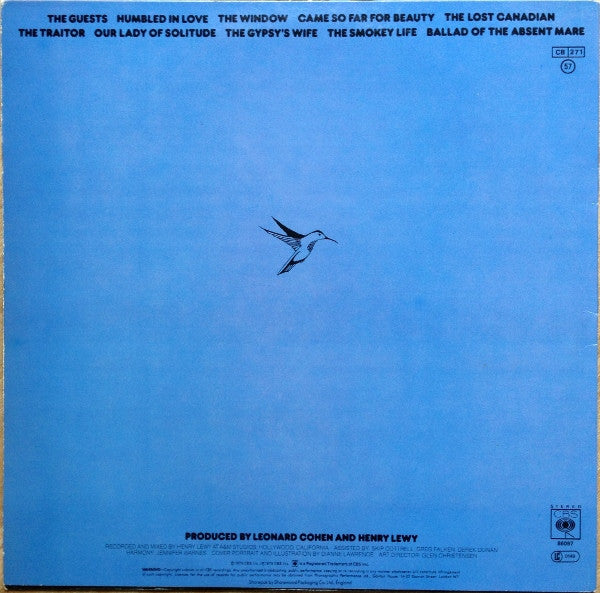 Image of Back Cover of 4624139E: LP - LEONARD COHEN, Recent Songs (CBS; 86097, UK 1979, Insert)   VG/G+