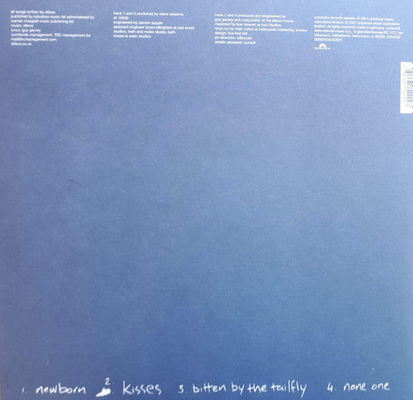 Image of Back Cover of 10" EP - VG+/EX - ELBOW, The Newborn EP (Polydor; 3554202, Europe 2021 Reissue, Picture Sleeve, Blue Vinyl), ,  - 1016160C