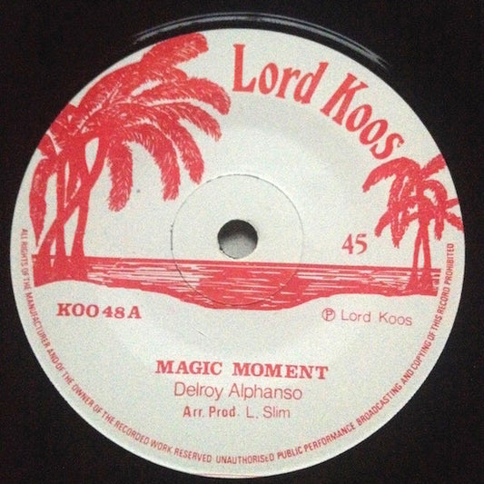 Image of Front Cover of 7" - /G+ - DELROY ALPHANSO / LLOYDIE SLIM & THE AGGRAVATORS, Magic Moment / Magic Dub (Lord Koos; KOO 48, UK 1975, Solid Centre), ,  - 1056010S