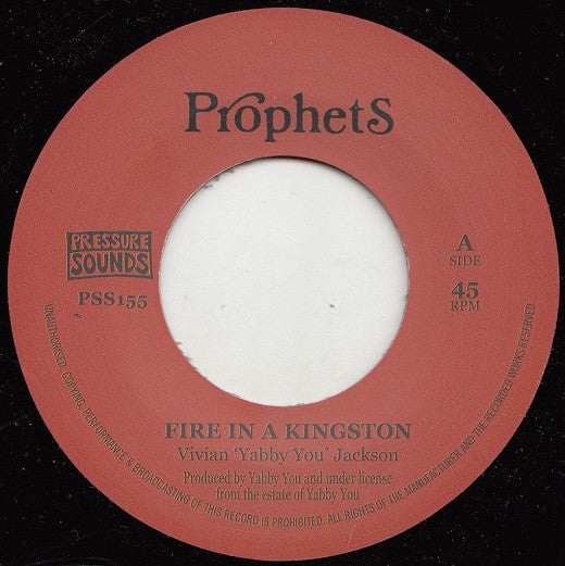 Image of Front Cover of 7" - /EX - YABBY YOU & THE PROPHETS, Fire In A Kingston (Pressure Sounds; PSS155, UK 2020), ,  - 1056017S