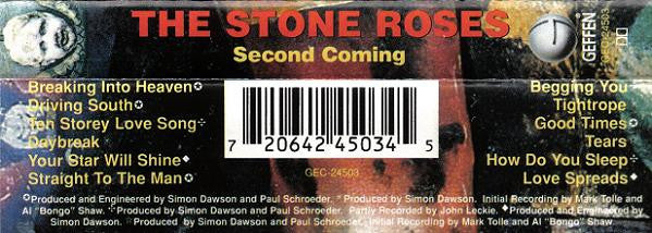 Image of Back Cover of Cassette - VG/VG+ - THE STONE ROSES, Second Coming (Geffen Records; GEC 24503, UK 1994), Creased Edge,  - 2216571C