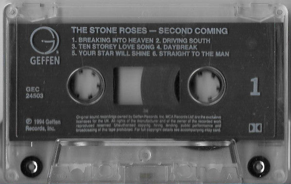 Image of Label Cover of Cassette - VG/VG+ - THE STONE ROSES, Second Coming (Geffen Records; GEC 24503, UK 1994), Creased Edge,  - 2216571C