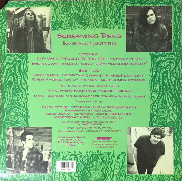 Image of Back Cover of LP - VG/G+ - SCREAMING TREES, Invisible Lantern (SST Records; SST 188, US 1988), Graded G+ Due To Some Marks On Side 1, Doesn't Affect Play. Corner Cut, Edge Wear, Light Sticker Mark.,  - 1046135S