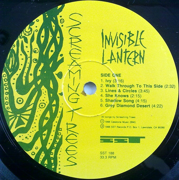 Image of Label Cover of LP - VG/G+ - SCREAMING TREES, Invisible Lantern (SST Records; SST 188, US 1988), Graded G+ Due To Some Marks On Side 1, Doesn't Affect Play. Corner Cut, Edge Wear, Light Sticker Mark.,  - 1046135S