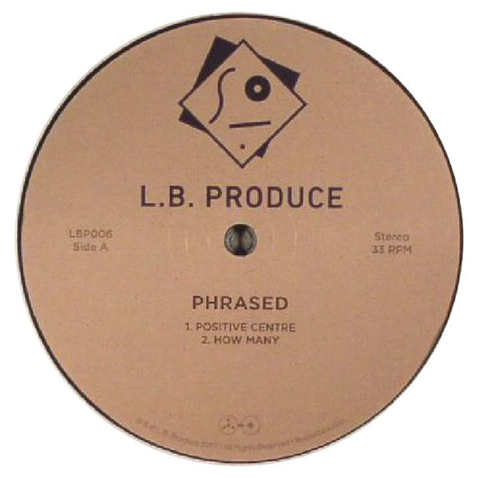 Image of Front Cover of LP - /VG+ - PHRASED, Positive Centre (L.B. Produce; LBP006, UK 2017, Die Cut Sleeve), ,  - 1026174E