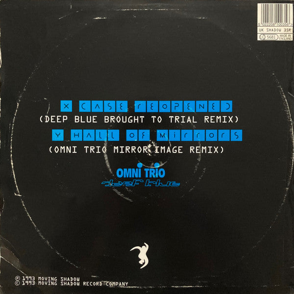 Image of Back Cover of 10" - VG+/VG - JMJ + RICHIE, Remixes (Moving Shadow; SHADOW 35R, UK 1993, No Sleeve), Light marks only, X Case Reopened (Deep Blue Brought To Trial Remix)Y Hall Of Mirrors (Omni Trio Mirror Image Remix) - 3326019E