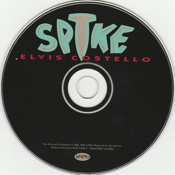 Image of Label Cover of 2xCD - VG/VG+ - ELVIS COSTELLO, Spike (Rhino Records; 8122-74286-2, Europe 2001, Jewel Case), small cracks on jewel case,  - 1056080S