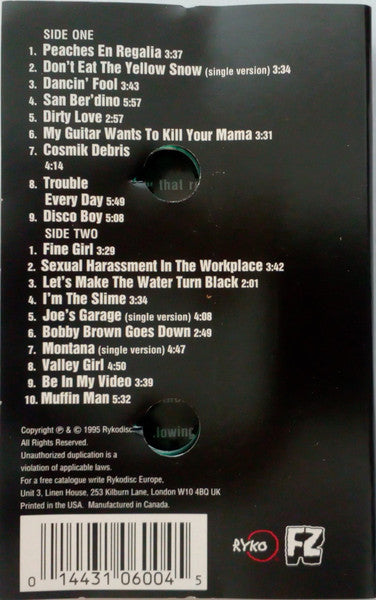 Image of Back Cover of Cassette - VG+/VG+ - FRANK ZAPPA, Strictly Commercial (The Best Of Frank Zappa) (Rykodisc; RAC 40600, Europe 1995), Very minor creasing to inlay.,  - 1016266C