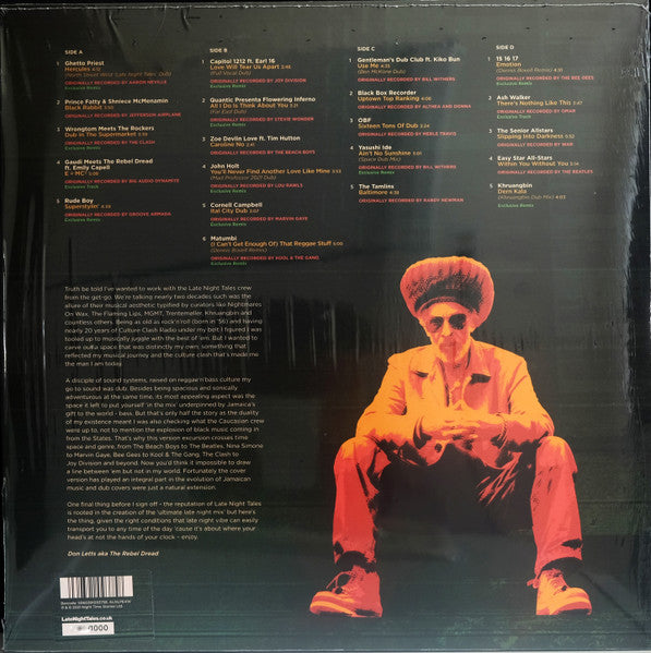 Image of Back Cover of 2xLP - EX/EX - DON LETTS (VARIOUS ARTISTS), LateNightTales (Version Excursion) (LateNightTales; ALNLP64W, Europe 2021, Limited Numbered Edition / Orange Fluorescent Vinyl), ,  - 1026206E
