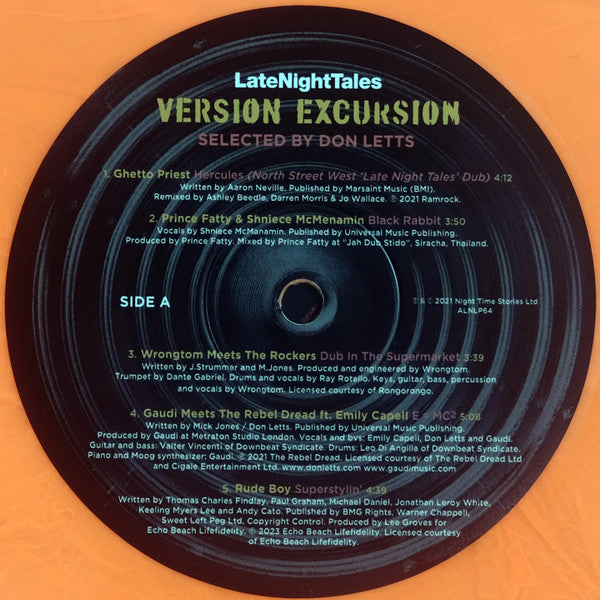 Image of Label Cover of 2xLP - EX/EX - DON LETTS (VARIOUS ARTISTS), LateNightTales (Version Excursion) (LateNightTales; ALNLP64W, Europe 2021, Limited Numbered Edition / Orange Fluorescent Vinyl), ,  - 1026206E
