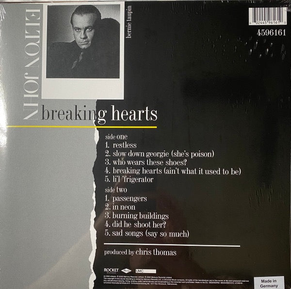 Image of Back Cover of LP - NEW/NEW - ELTON JOHN, Breaking Hearts (Rocket Entertainment; 4596161, Worldwide 2022 Reissue, Remastered, 180g Vinyl), ,  - 1036105E
