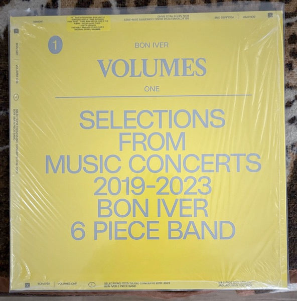 Image of Front Cover of LP - NEW/NEW - BON IVER, VOLUMES: ONE "SELECTIONS FROM MUSIC CONCERTS 2019-2023 BON IVER 6 PIECE BAND (Jagjaguwar; JAG485LP, Europe 2026, Standard Sleeve, Insert), , VOLUMES: ONE, the first non-studio release from Bon Iver, captures 10 distinctive live performances, recorded between 2019 and 2023, showcasing Justin Vernon and his band at their most whole. There s a warmth and exuberance across the album, as well as the sort of muscular sound you can really only get at a live show. Fo
