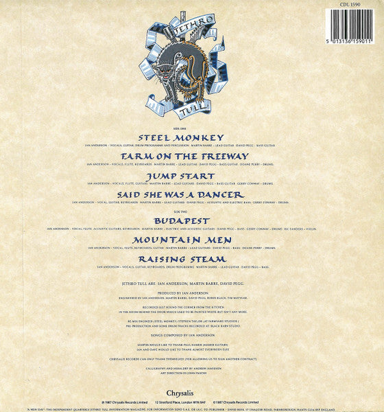 Image of Back Cover of LP - VG+/VG+ - JETHRO TULL, Crest Of A Knave (Chrysalis; CDL 1590, UK 1987, Inner), ,  - 1826235E