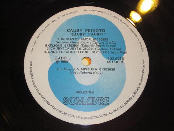 Image of Label Cover of LP - VG/VG - CAUBY PEIXOTO, Cauby! Cauby! (Som Livre; 403.6218, Brazil 1980, Inner), ,  - 1026331E