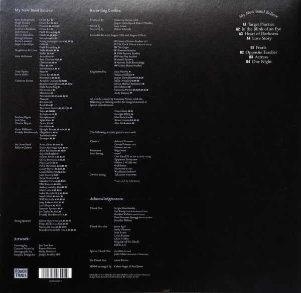 Image of Back Cover of LP - NEW/NEW - MY NEW BAND BELIEVE, My New Band Believe (Rough Trade; RT0600LPE, Europe 2026, Oxblood Vinyl + Black 10"), , As the bassist and sometime frontman of black midi, Cameron Picton and his bandmates practiced an explosive form of musical world-building, weaving complex storytelling through thrilling passages of controlled chaos. When the group called it quits in 2023, the artist didn t immediately feel like making a solo record or jumping back into another band. It was from 