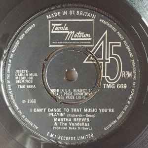 Image of Front Cover of 7" - /EX - MARTHA REEVES & THE VANDELLAS, I Can't Dance To That Music You're Playin' (Tamla Motown; TMG 669, UK 1968, 4 prong centre), ,  - 1056075S