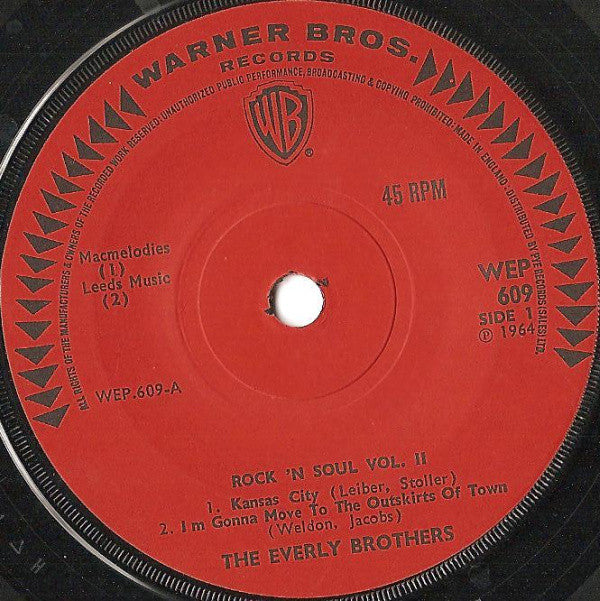 Image of Label Cover of 7" EP - VG/VG+ - THE EVERLY BROTHERS, Rock 'N Soul Vol. 2 (Warner Bros. Records ; WEP 609, UK 1965, Laminated Flipback Sleeve), Sticker Mark On Rear Sleeve,  - 1026056E
