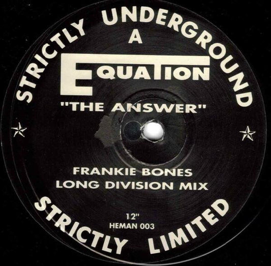 Image of Front Cover of 12" - /VG - EQUATION, The Answer (Strictly Underground Records; HEMAN 003, UK 1990), light marks only,  - 1746107S