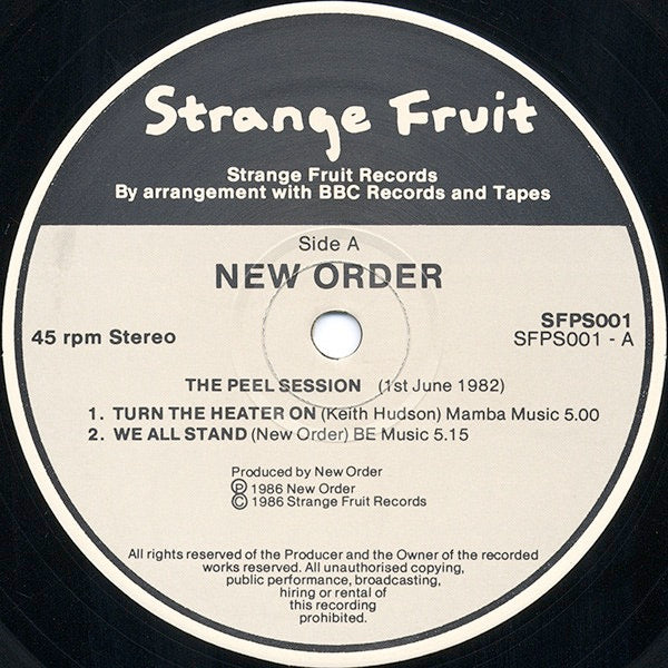Image of Label Cover of 12" EP - VG/VG - NEW ORDER, The Peel Sessions (Strange Fruit; SFPS 001, UK 1986, Textured Sleeve, P.R. Records Pressing, Grey / black labels), Hairlines & scuffs, edge wear,  - 4046052S