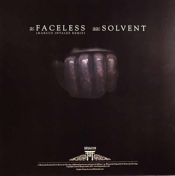 Image of Back Cover of 12" - G/G+ - COMMIX, Faceless (Marcus Intalex Remix) / Solvent (Shogun Audio ; SHA018, UK 2008, Picture Sleeve), Strong G+,  - 1026450E