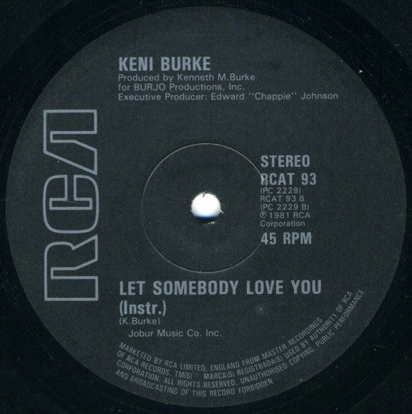 Image of Back Cover of 12" - /VG+ - KENI BURKE, Let Somebody Love You (RCA; RCAT 93, UK 1981), ,  - 2446199S