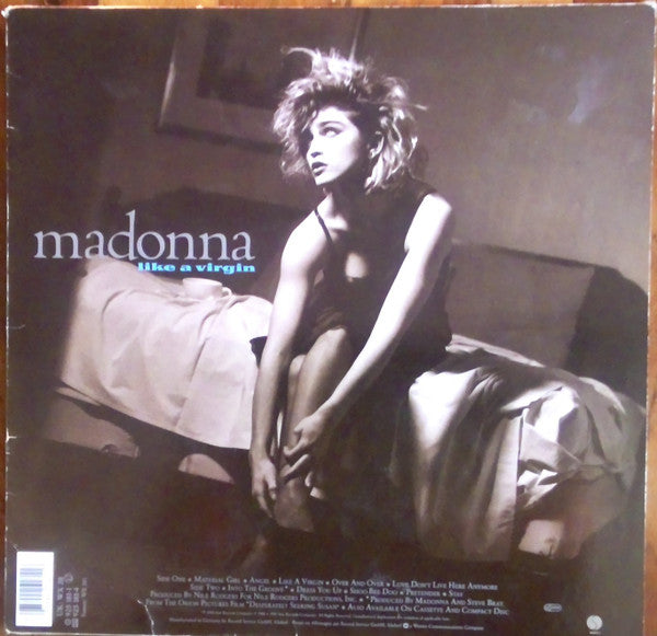 Image of Back Cover of LP - VG/VG+ - MADONNA, Like A Virgin (Sire; 925 181-1, Europe 1985, Rear Sleeve Upside Down, Inner, GEMA BIEM Rights, Madonna in Plain Text on Labels), ,  - 3526172E