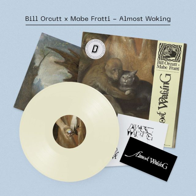 Image of Front Cover of LP - NEW/NEW - BILL ORCUTT & MABE FRATTI, Almost Waking - Dinked Edition (Unheard of Hope ; UOH21LPX, US 2026, 3 postcard set and A2 poster, 180g cream vinyl, Colour A2 poster, Letterpress 3 x postcard set, Hand numbered obi-strip, Limited pressing of 300, Dinked Edition 400.), , Mabe Fratti is a Guatemalan cellist, vocalist, and composer based in Mexico City, celebrated for her experimental yet deeply melodic work. Blending cello, voice, synthesizers, and electroacoustic textures, s