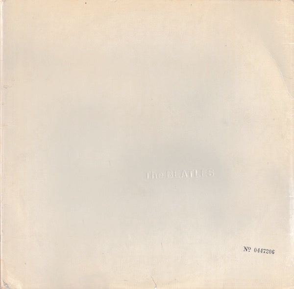 Image of Front Cover of 2xLP - VG/VG - THE BEATLES, The White Album (Apple; PMC7067, UK 1968, Numbered Top-Opening Laminated Embossed Gatefold, Black Inners, Poster, NO PORTRAITS, Mfd. in U.K, Sold in U.K, NO EMI recording on labels. MONO), Limited Edition No 0020690, Scratch On Front Sleeve Beneath Debossed Band Name, Slight Spine Damage, MonoTop Opening Mfd. in U.KSold in U.KNO EMI recording on labels - 1126133E