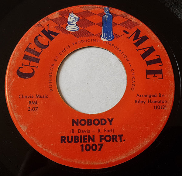 Image of Back Cover of 7" - /G - RUBIEN FORT, I'll Do The Best I Can / Nobody (Check-Mate; 1007, US 1962), Record has lots of marks and scuffs. Writing on label,  - 1116199C