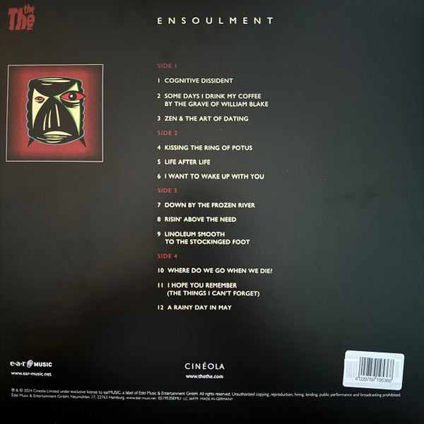 Image of Back Cover of 2xLP - EX/EX - THE THE, Ensoulment (Ear Music; 0219535EMU, Europe 2024, Gatefold, Booklet, Clear Vinyl), Still In Opened Shrinkwrap With Hype Sticker,  - 4116117C