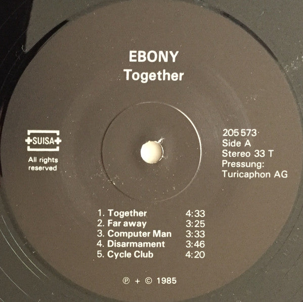 Image of Label Cover of LP - VG/VG+ - EBONY, Together (Not On Label ; 205573, Switzerland 1985), Strong VG+, Writing On Rear Sleeve,  - 1126145E