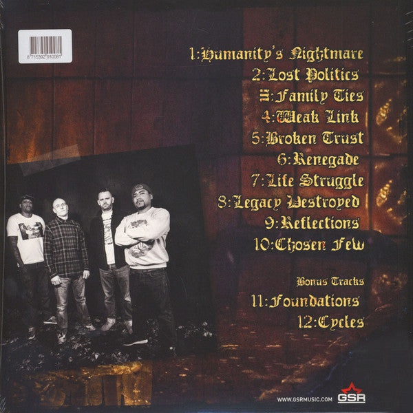 Image of Back Cover of LP - VG/VG+ - KNUCKLEDUST, Songs Of Sacrifice (GSR Music; GSR100, Germany 2016, Gatefold, Gold Vinyl), ,  - 1116229C