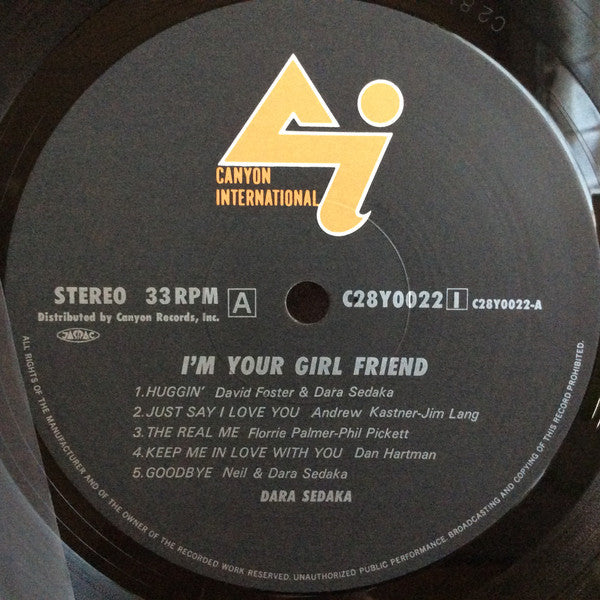 Image of Label Cover of LP - VG/VG+ - DARA SEDAKA, I'm Your Girl Friend (Canyon International; C28Y0022, Japan 1982, Insert), ,  - 1126237E