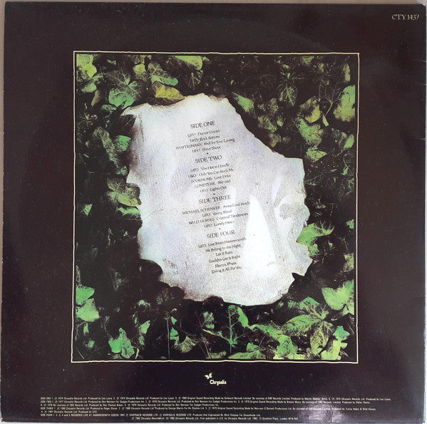 Image of Back Cover of 2xLP - VG/VG - VARIOUS, Headstone: The Best Of UFO (Chrysalis; CTY 1437, UK 1983, Stickered Gatefold Sleeve), Strong VG,  - 1116236C