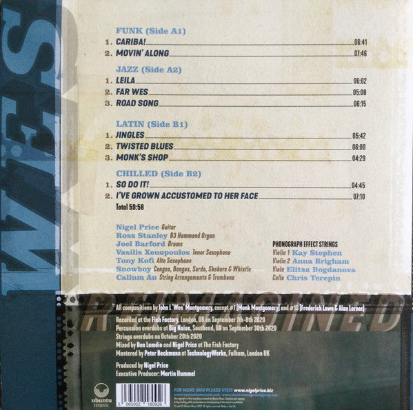 Image of Back Cover of 2xLP - VG+/VG+ - NIGEL PRICE, NIGEL PRICE ORGAN TRIO, Wes Reimagined (Ubuntu Music; UBU0080LP, UK 2021, Gatefold), ,  - 1116271C