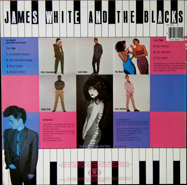 Image of Back Cover of LP - VG/VG - JAMES WHITE AND THE BLACKS, Sax Maniac (Animal Records; APE 6002, US 1982, Terre Haute Pressing), Sleeve worn, gold promo stamped.,  - 1116267C