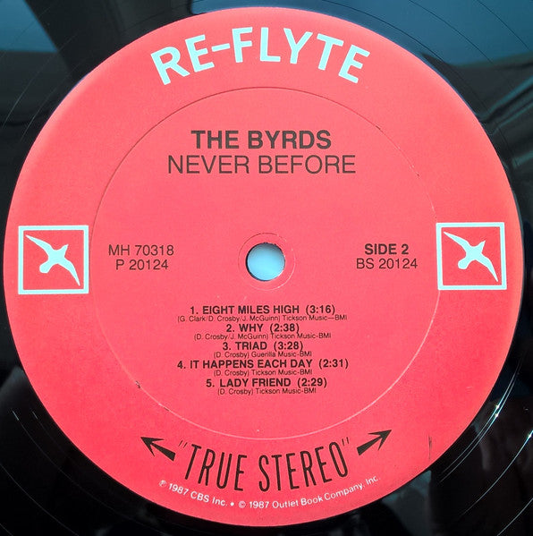 Image of Back Cover of LP - VG/VG - THE BYRDS, Never Before (Re-Flyte; MH 70318, US 1987, Insert), ,  - 2526038E