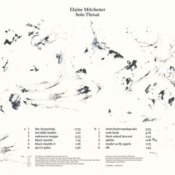 Image of Back Cover of LP - VG+/VG+ - ELAINE MITCHENER, Solo Throat (Otoroku; ROKU036, UK 2024, Insert), Strong VG+,  - 1146359S
