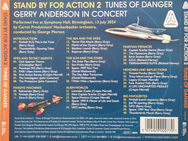 Image of Back Cover of CD - NEW/NEW - HACKENBACKER ORCHESTRA, Stand By For Action! 2 - Tunes Of Danger - Gerry Anderson In Concert (Silva Screen; SILCD1793, Worldwide 2025, Jewel Case), No shrink wrap,  - 1136183E