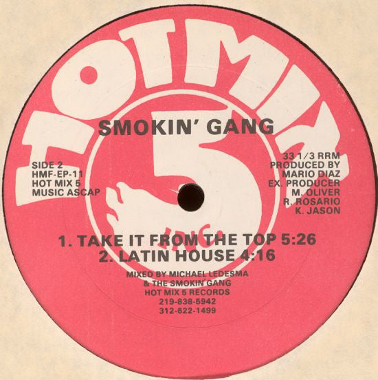 Image of Back Cover of 12" - VG/VG - SMOKIN' GANG, EP (Hot Mix 5 Records ; HMF-EP-11, US 1989, Plain Sleeve), Still in shrink but not sealed.,  - 1326062E
