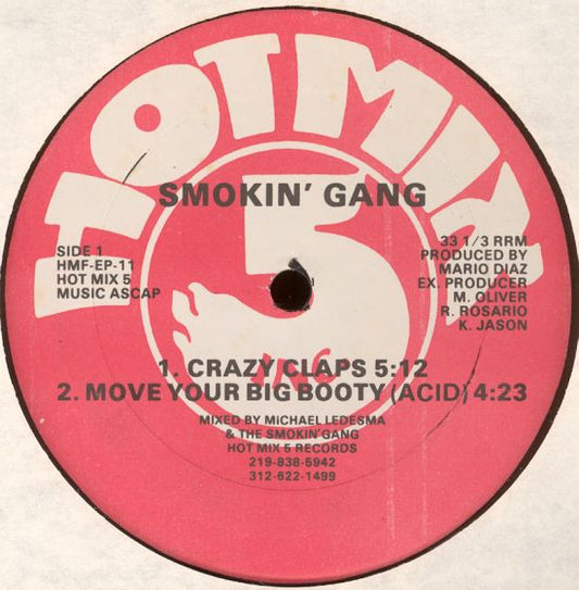 Image of Front Cover of 12" - VG/VG - SMOKIN' GANG, EP (Hot Mix 5 Records ; HMF-EP-11, US 1989, Plain Sleeve), Still in shrink but not sealed. Light surface marks only.,  - 3046121S