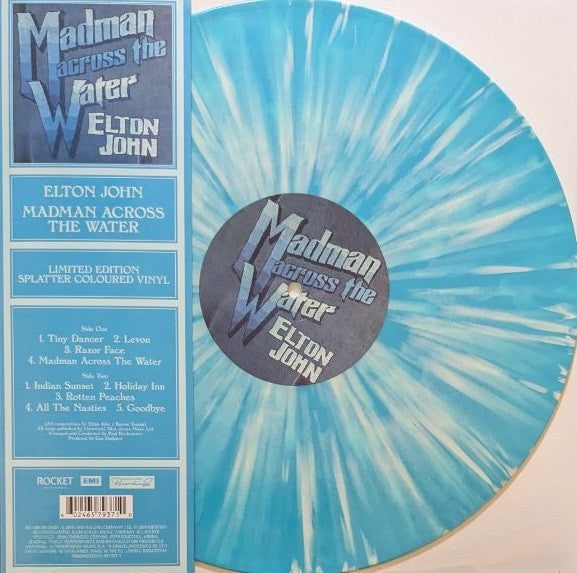 Image of Front Cover of LP - VG+/VG+ - ELTON JOHN, Madman Across The Water (Rocket Entertainment; 657 937-1, Worldwide 2024 Reissue, Clear Plastic Sleeve, Insert, Blue Splatter Vinyl), ,  - 1246006S