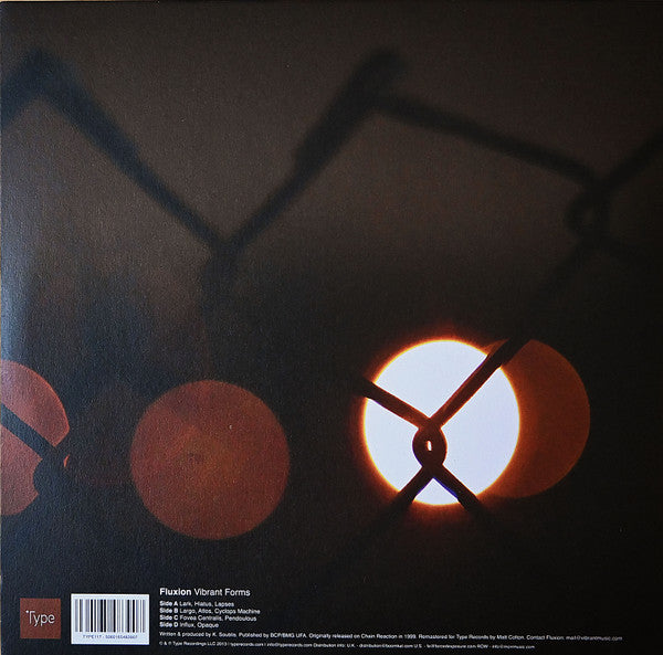 Image of Back Cover of 2xLP - VG+/VG+ - FLUXION, Vibrant Forms (Type; TYPE117, UK, Europe & US 2013, Picture Sleeve, Orange Transparent Vinyl, still in shrink but not sealed.), ,  - 1226005E