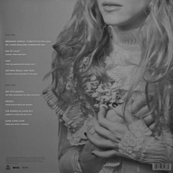 Image of Back Cover of LP - VG+/VG+ - MADONNA, Veronica Electronica (Rhino Records; RCV1 725398, Worldwide 2025, Limited Edition on Marbled Silver Vinyl), , 8 TRACKS CELEBRATING MADONNA'S RAY OF LIGHT ALBUMFEATURING RARE AND NEWLY EDITED REMIXESPLUS THE PREVIOUSLY UNRELEASED "GONE GONE GONE"ALL REMASTERED AND PRESSED ON SILVER VINYL - 1126340E