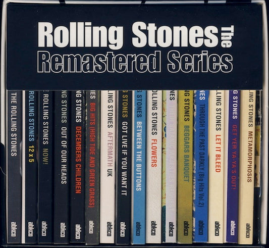 Image of Front Cover of 16xCD - F/EX - THE ROLLING STONES, Remastered Series (ABKCO; 0602498147344, Europe 2003, Box Set, SACD Hybrid remastered ), CDs 12 (Beggards Banquet) and CD 16 (metamorphosis) missing, Postcards and booklet missing as well as top of the outer box. 11 CDs are still sealed. ,  - 1236013E