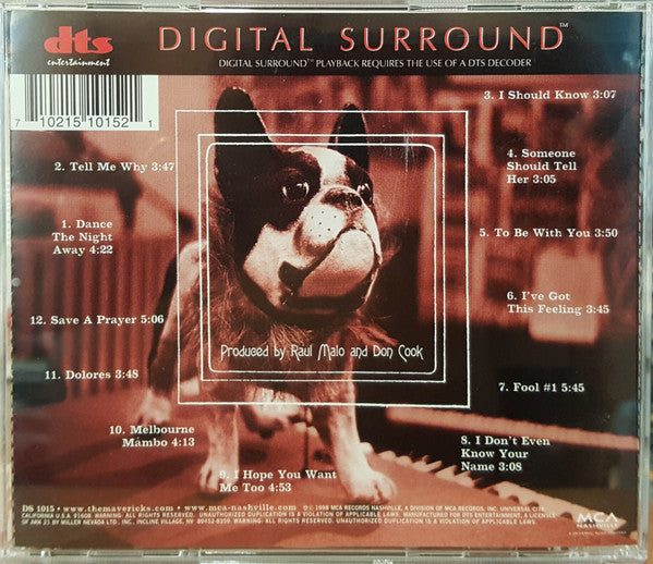Image of Back Cover of CD - VG+/VG+ - THE MAVERICKS, Trampoline (DTS Entertainment; DTS 1015, US 1998, Jewel Case), ,  - 1236015E