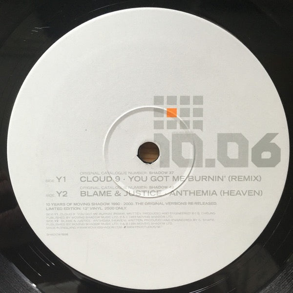 Image of Back Cover of 12" - /VG - VARIOUS, 10.06 (Moving Shadow; SHADOW1006, UK 2001, Plain Sleeve, Reissue), , X Renegade �	TerroristY1 Cloud 9 � You Got Me Burnin' (Remix)Y2 Blame & Justice �	Anthemia (Heaven) - 4426113E